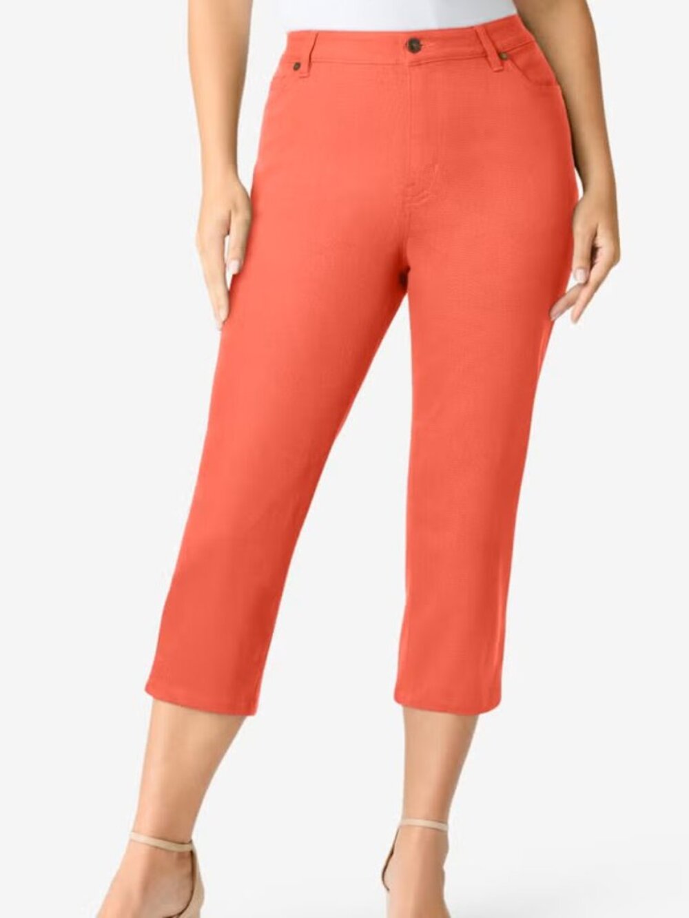 Christopher & Banks Women's Pink Coral Slimming Capri Jeans Plus Size 24 W